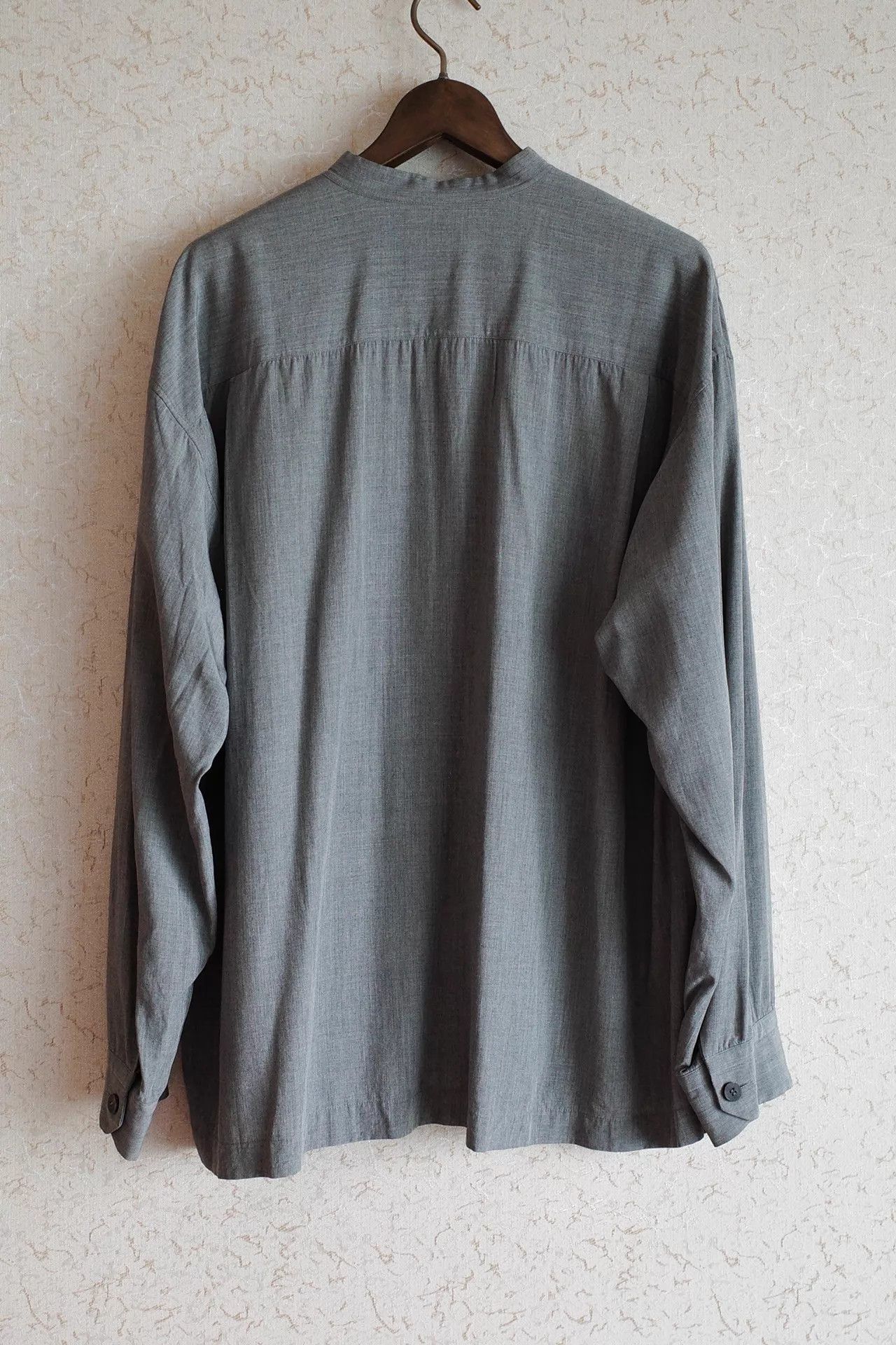 Issey Miyake Issey Miyake 00s Pepper Salt Collarless Rayon Shirt Size US L / EU 52-54 / 3 - 3 Thumbnail