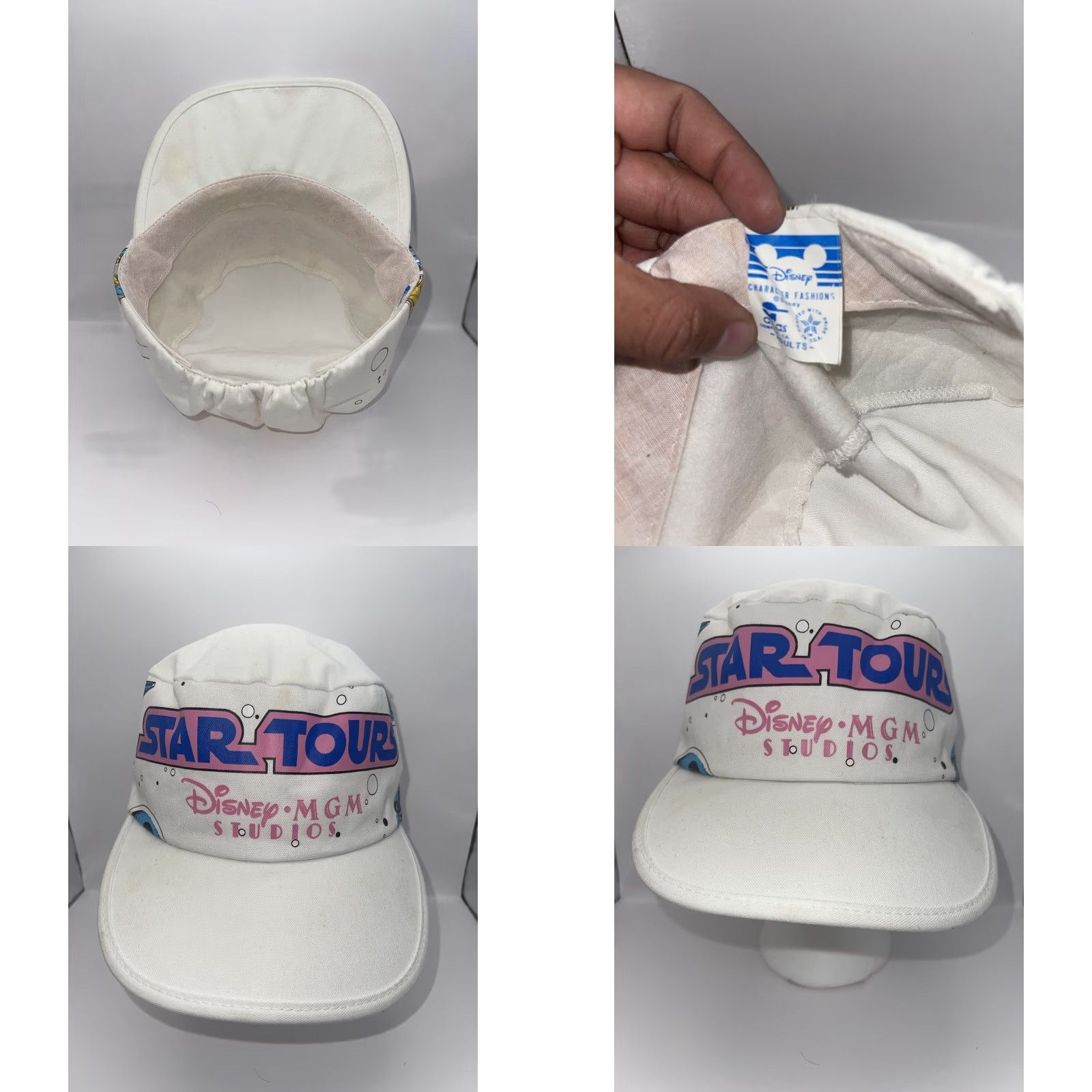 Disney VINTAGE Star Tours Hat Disney Baseball Cap R2-D2 C3PO MGM Studios Disneyland Star Wars White Snapback Men One Size Size ONE SIZE - 8 Thumbnail