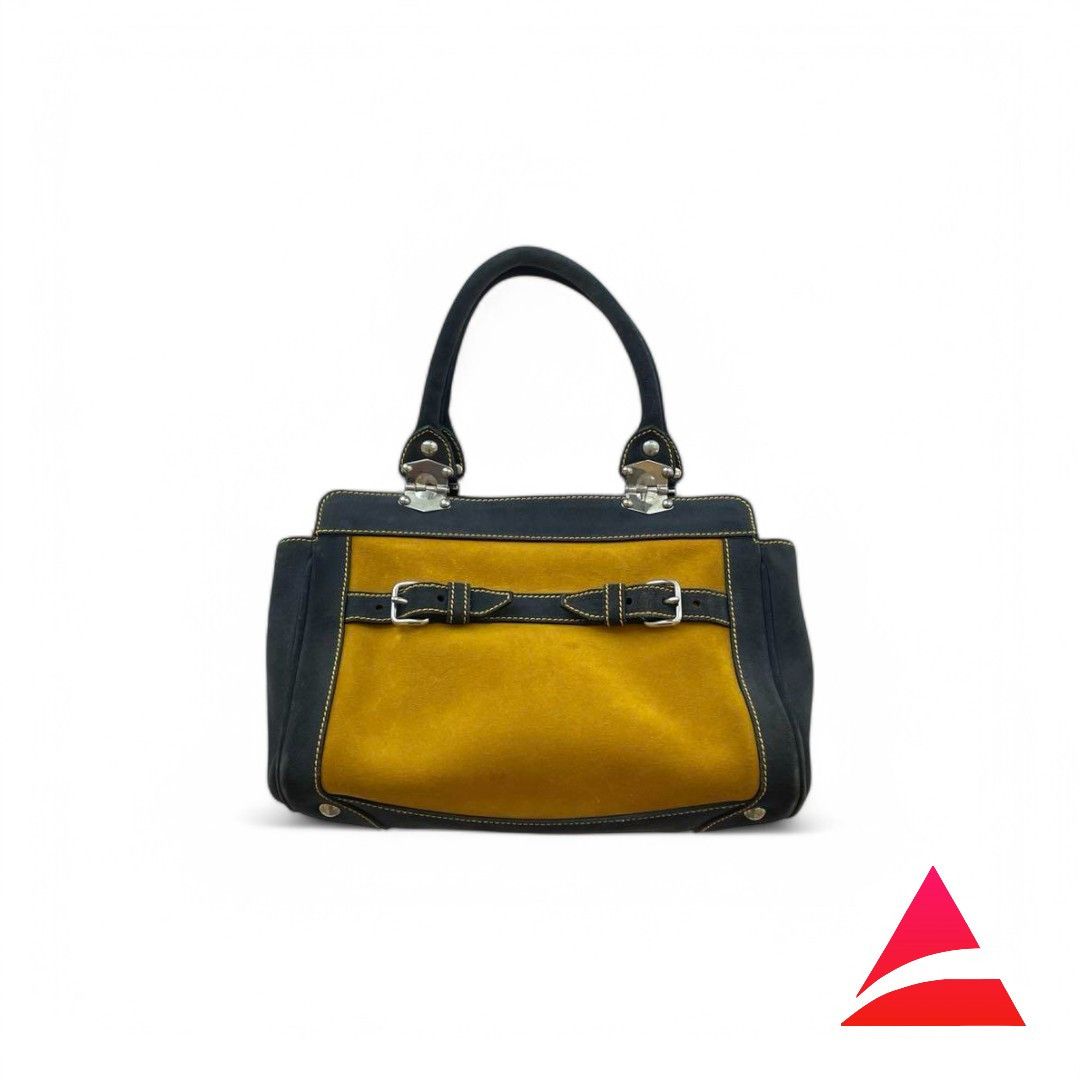 Miu Miu Miu Miu - Handbag Yellow Navy Leather Shoulder Bag Size ONE SIZE - 1 Thumbnail