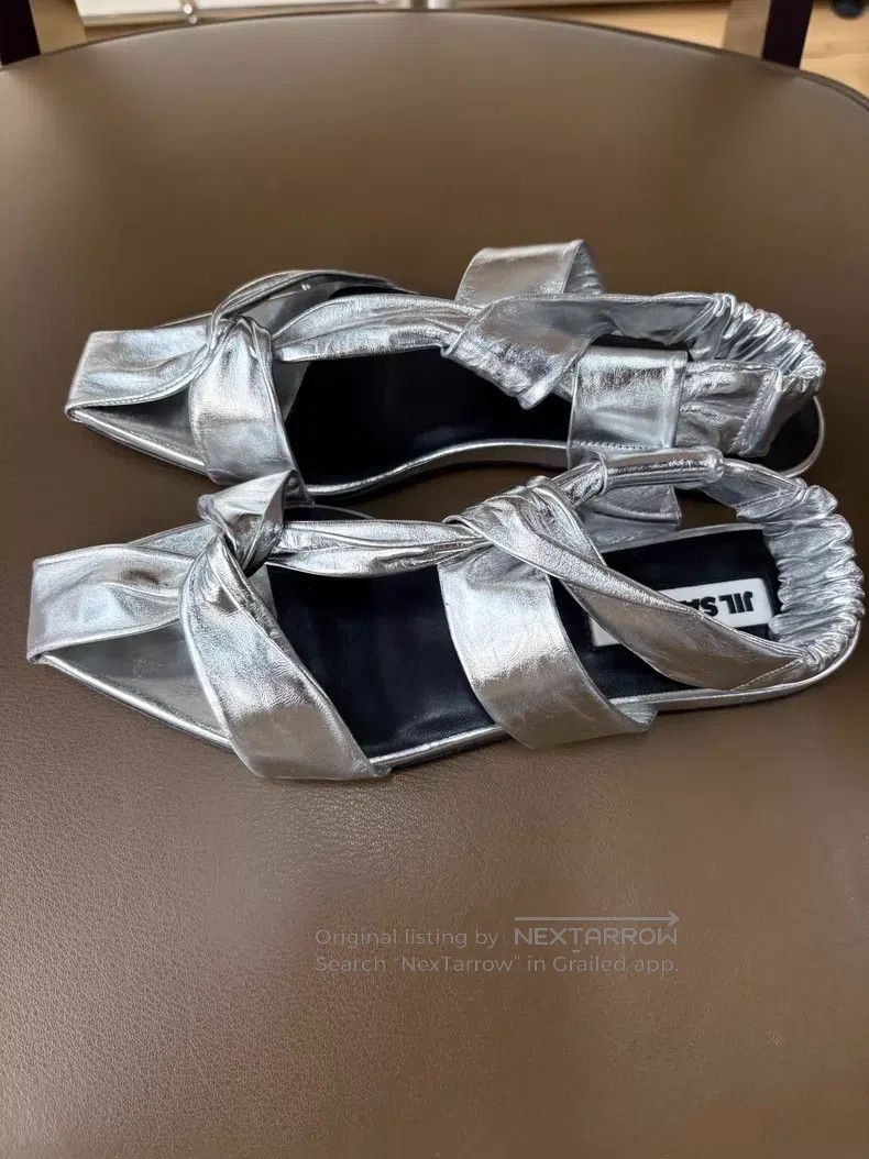 Jil Sander Jil Sander Design Metal Silver Cutout Strap Flat Sandals Size US 4.5 / IT 34.5 - 3 Thumbnail