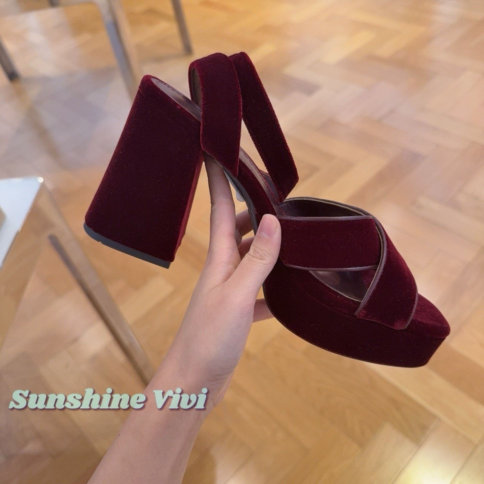 Coach NEW COACH Women Block Heel Sandal Burgundy/merlot CCI07 Size US 6 / IT 36 - 4 Thumbnail