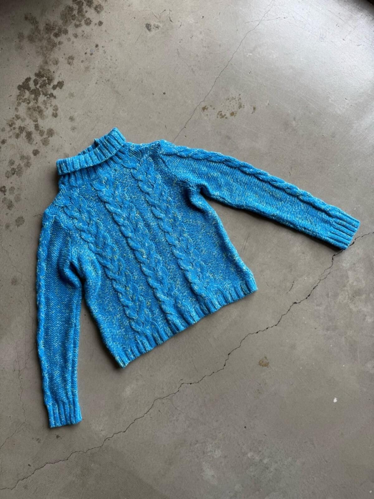 Other Kensie / Cable Knit Turtleneck Sweater / Blue Size M / US 6-8 / IT 42-44 - 2 Thumbnail