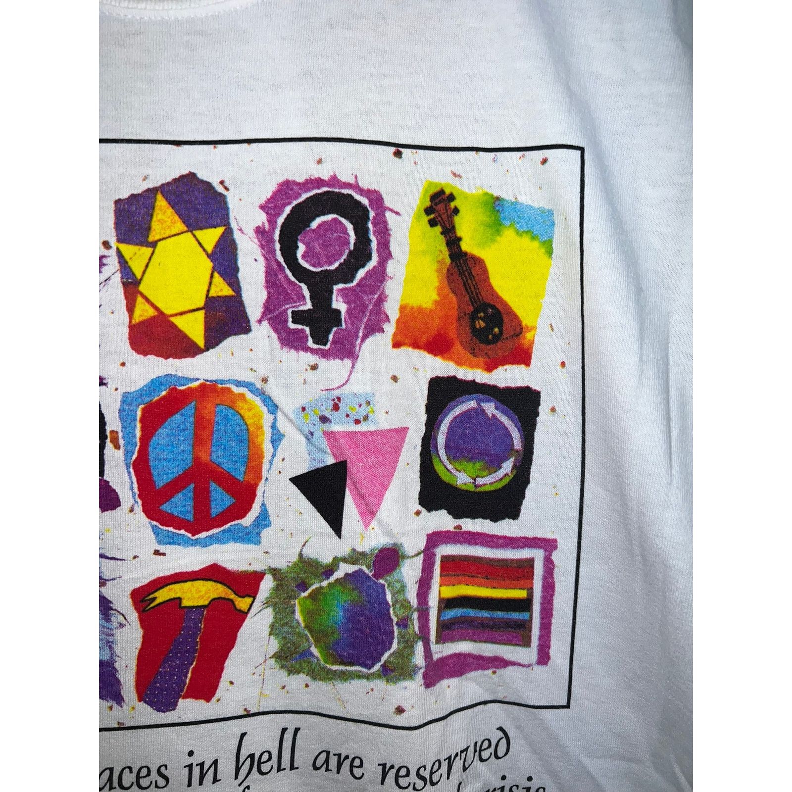 Gildan Vintage Dante Art Shirt Moral Crisis Artwork White Tee L Size US L / EU 52-54 / 3 - 4 Thumbnail