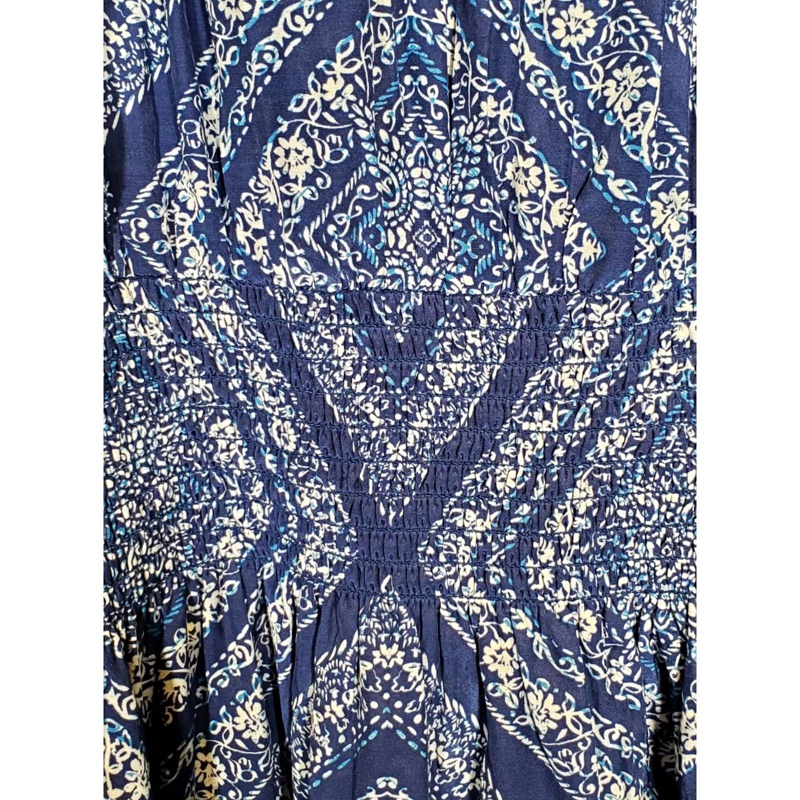 Vintage Lini Dress Womens S Blue Stacey Printed Flutter Sleeve Mini Tiered Fit Flare Women Size S / US 4 / IT 40 - 4 Thumbnail