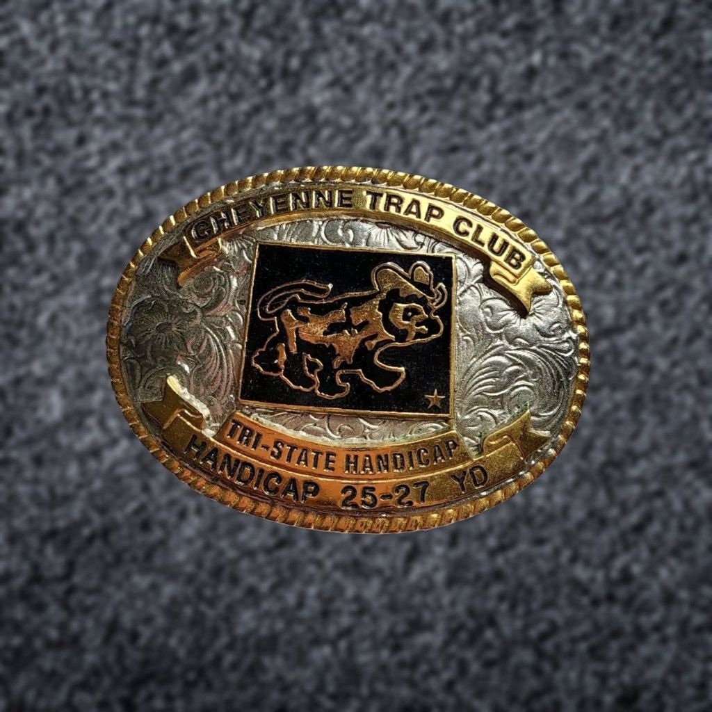 Champion VINTAGE Cheyenne Trap Club Champion Silver Belt Buckle Western Mens One Size Size ONE SIZE - 1 Thumbnail