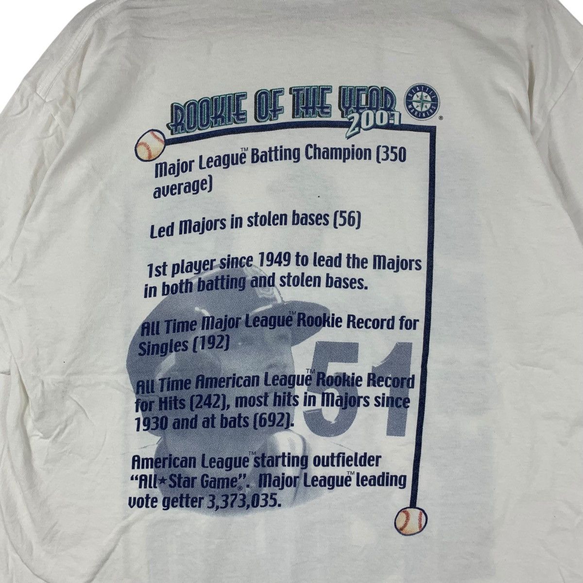 MLB Vintage 2001 MLB MARINERS SEATTLE Ichiro Suzuki Tee Shirt Size US L / EU 52-54 / 3 - 8 Thumbnail
