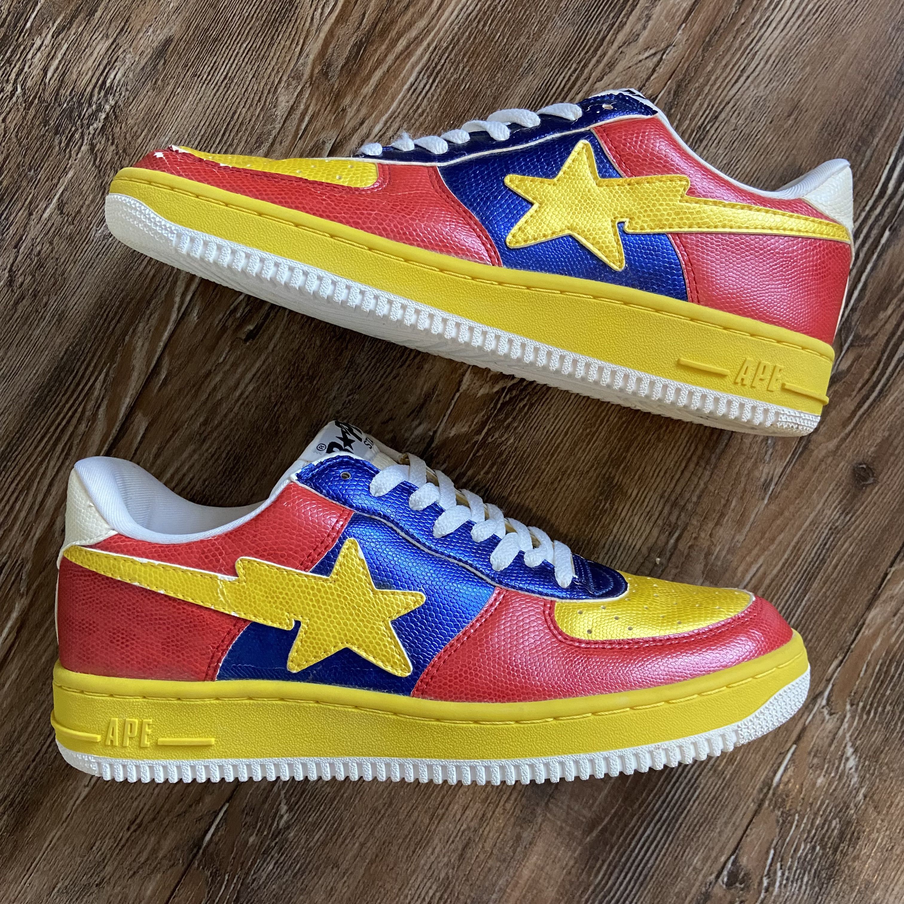 image of 2006 Bapesta Snakeskin Shoes in Red, Men's (Size 10.5)