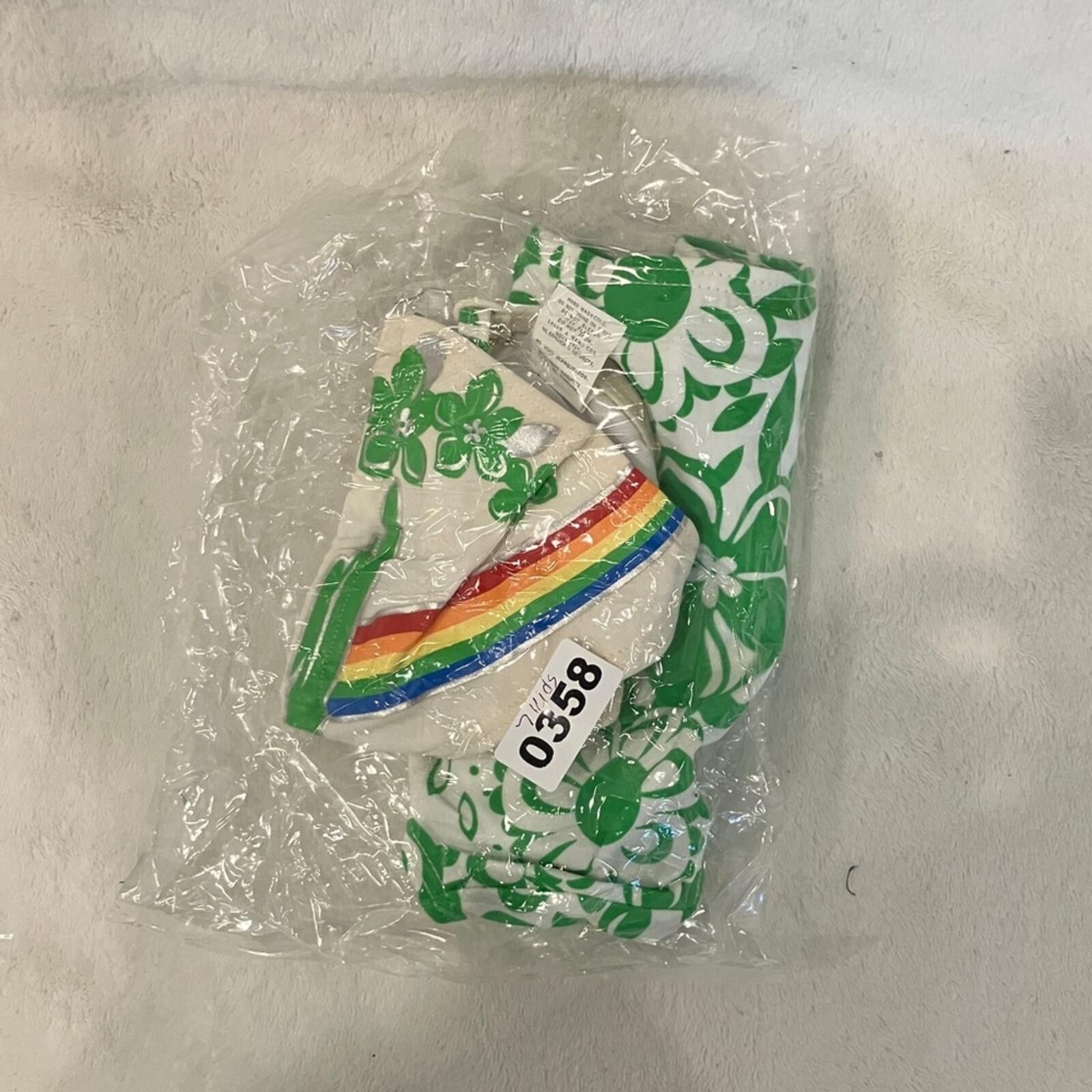 United Colors Of Benetton NIB Junior Swim Bikini with Green and Rainbow Accents Size ONE SIZE - 1 Thumbnail