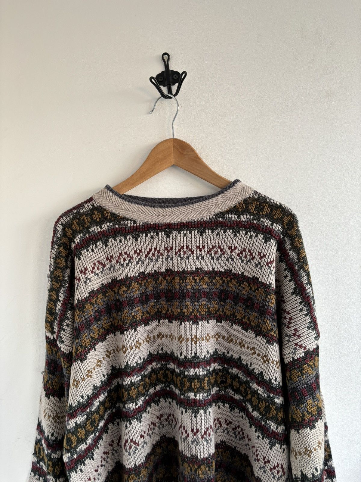 Japanese Brand Vintage Avant Garde Pattern Boxy Distressed Sweater Size US L / EU 52-54 / 3 - 3 Thumbnail