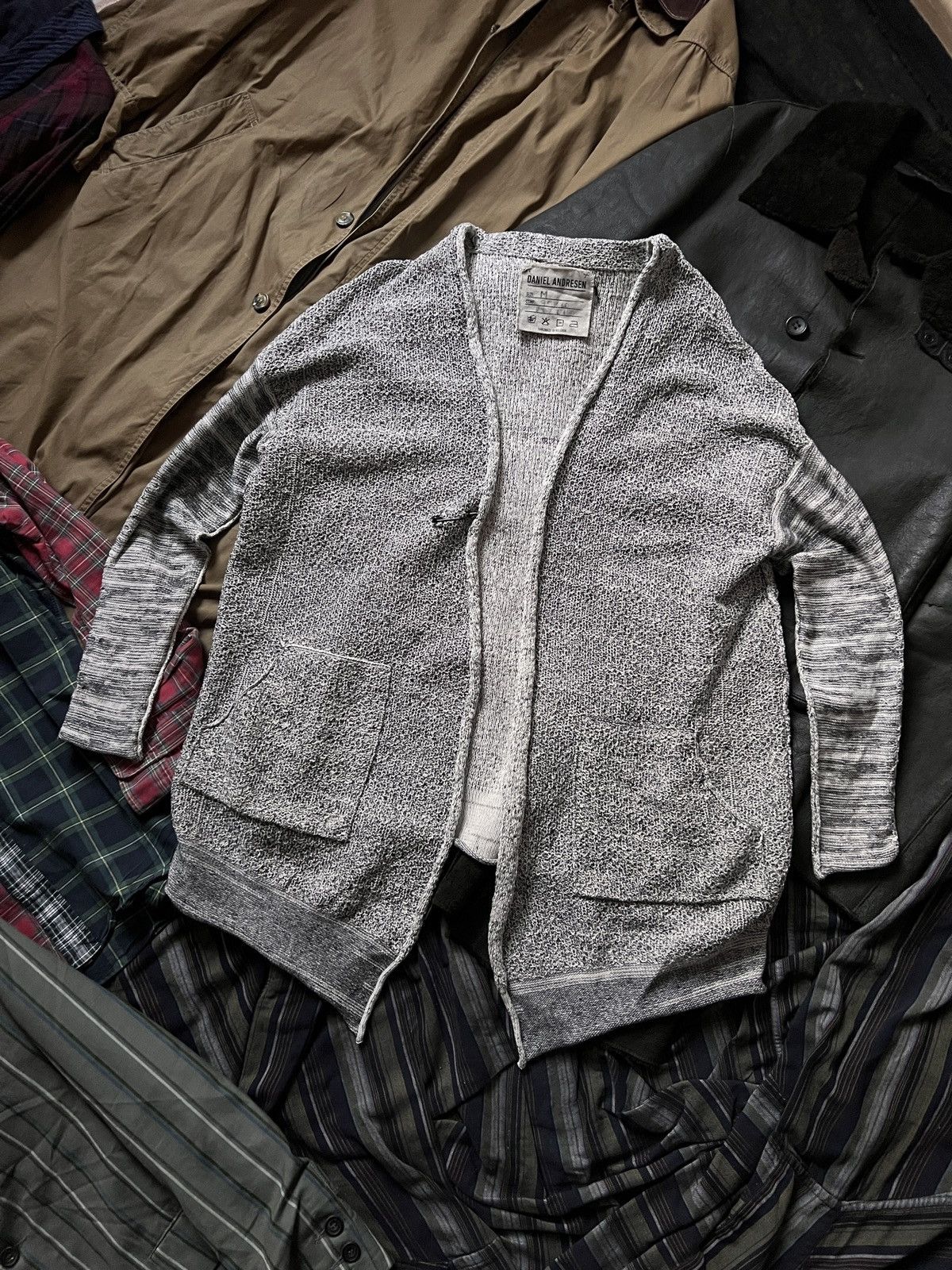 Daniel Andresen Daniel Andresen Grey Knitted Linen Cardigan With Pockets Size US M / EU 48-50 / 2 - 1 Thumbnail