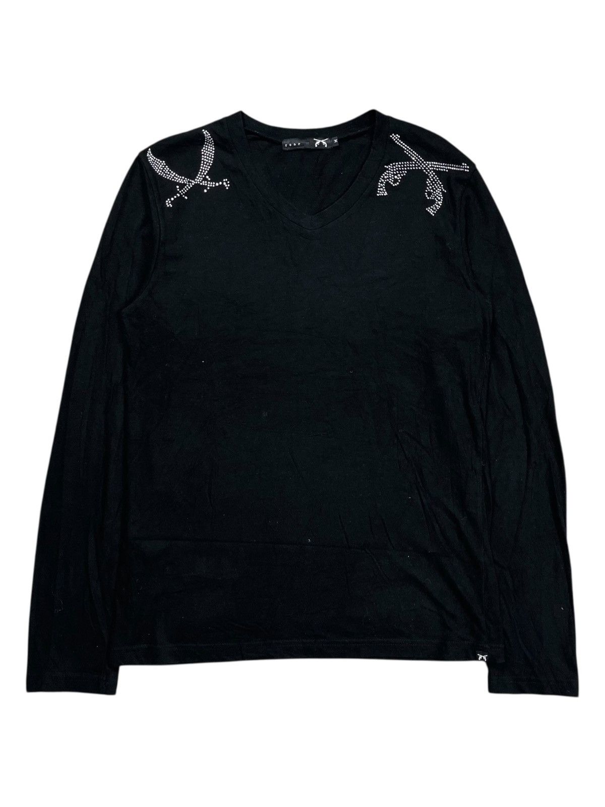 14th Addiction 2000s Roarguns - Vneck Sword & Pistols Swarovski Longsleeve Size US M / EU 48-50 / 2 - 1 Thumbnail