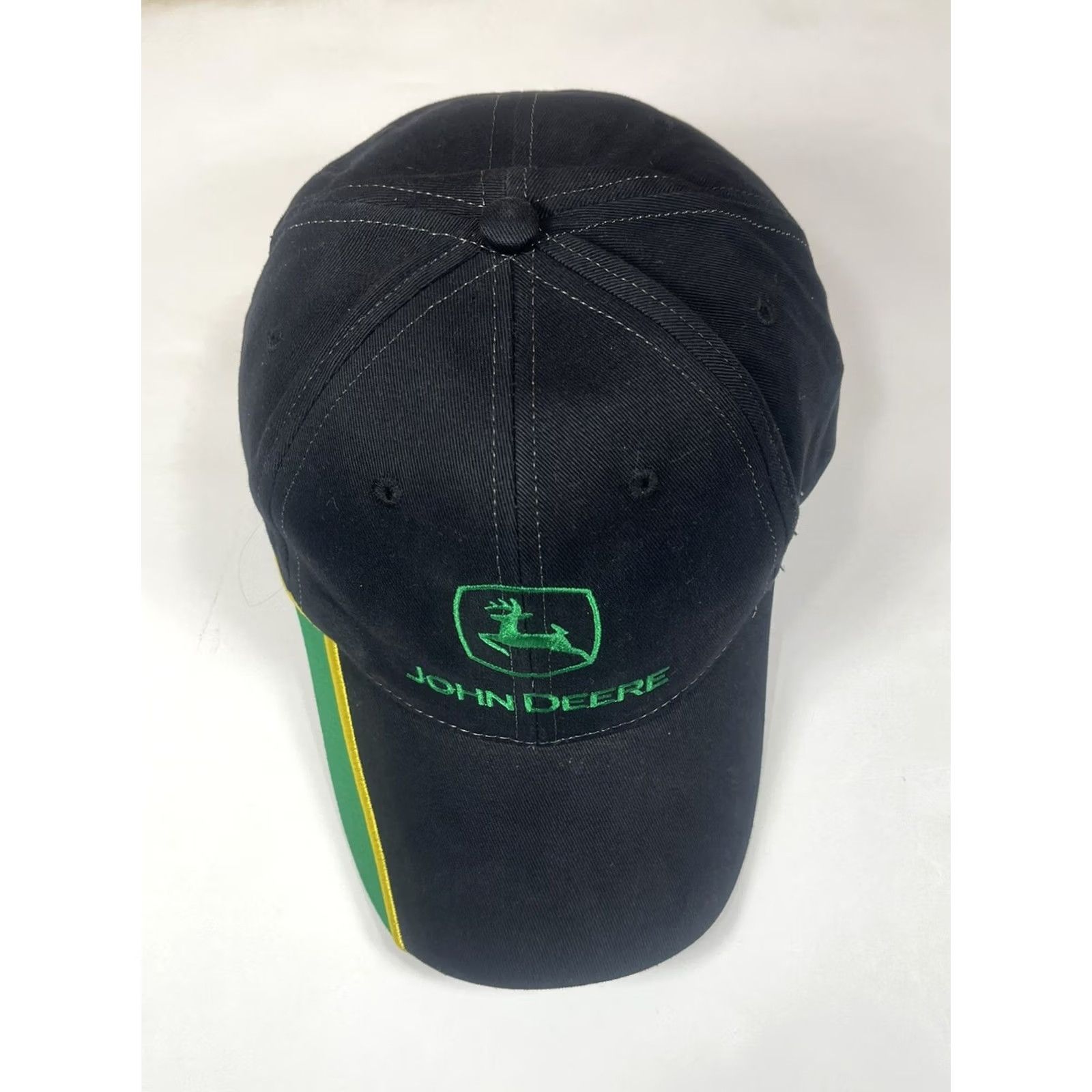 John Deere John Deere Black Green StrapBack Hat Cap One Size Fits Most Cotton Adjustable Men Size ONE SIZE - 2 Thumbnail