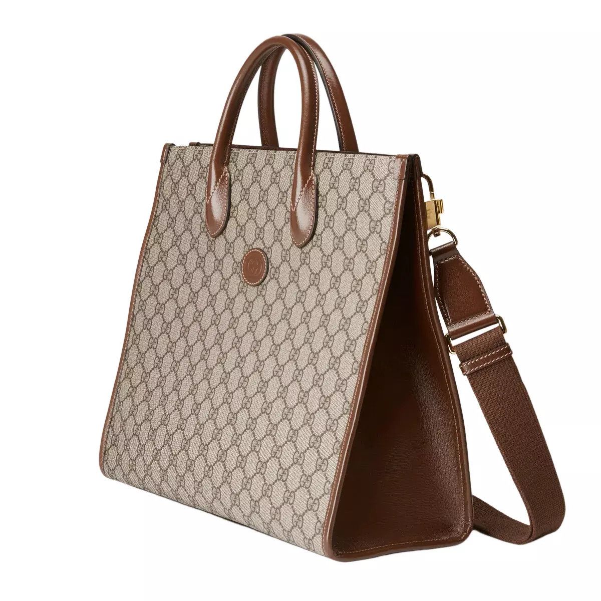 Gucci GUCCI Interlocking G Beige/Ebony GG Canvas Tote N&A Size ONE SIZE - 2 Thumbnail