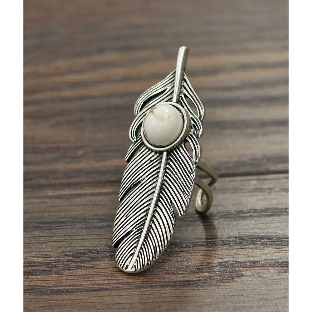Other Navajo Feather White Turquoise Adjustable Statement Cuff Rin Size ONE SIZE - 1 Thumbnail