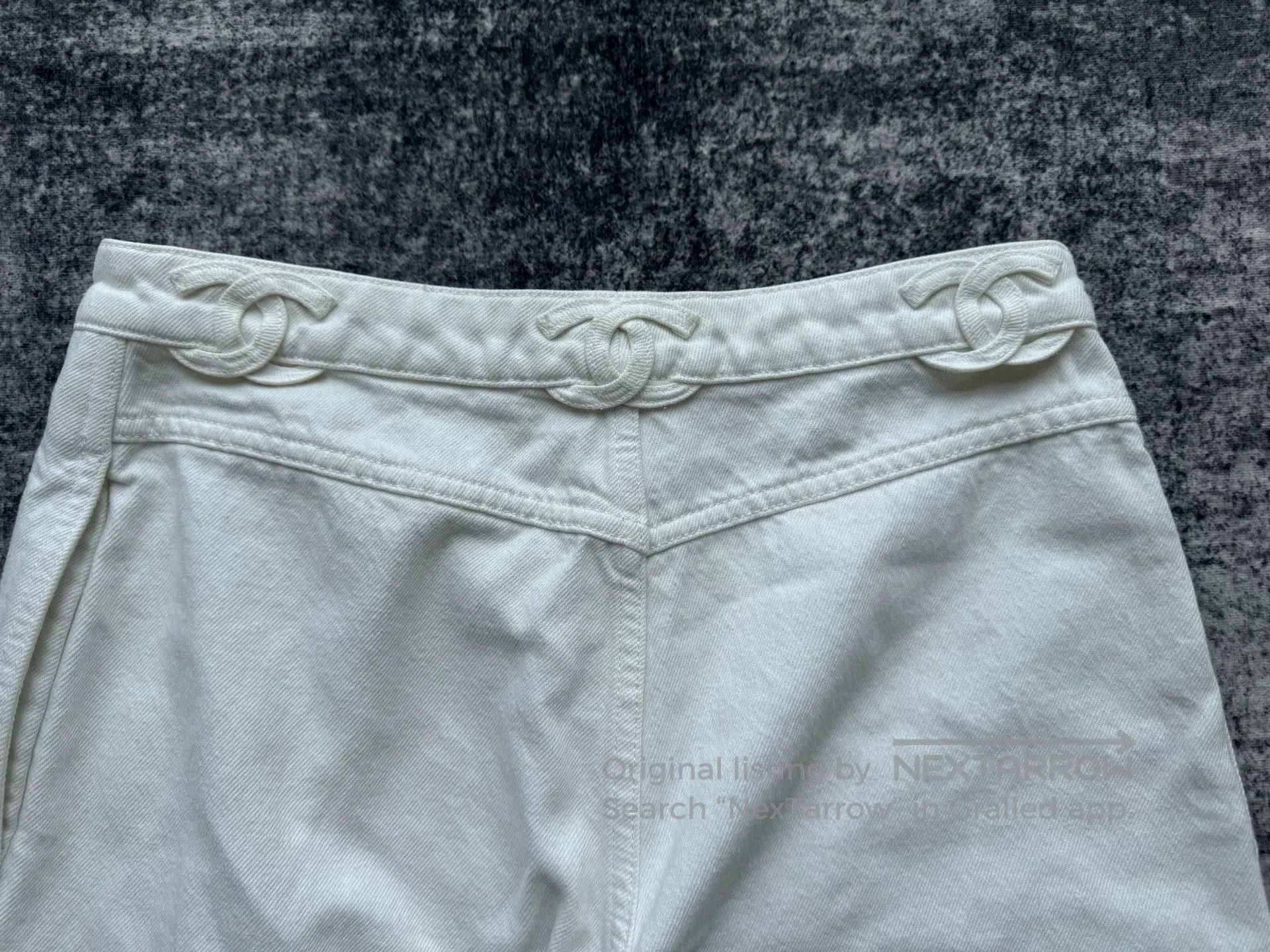 Chanel Chanel White Double C Denim Pants. Size 37" - 6 Thumbnail