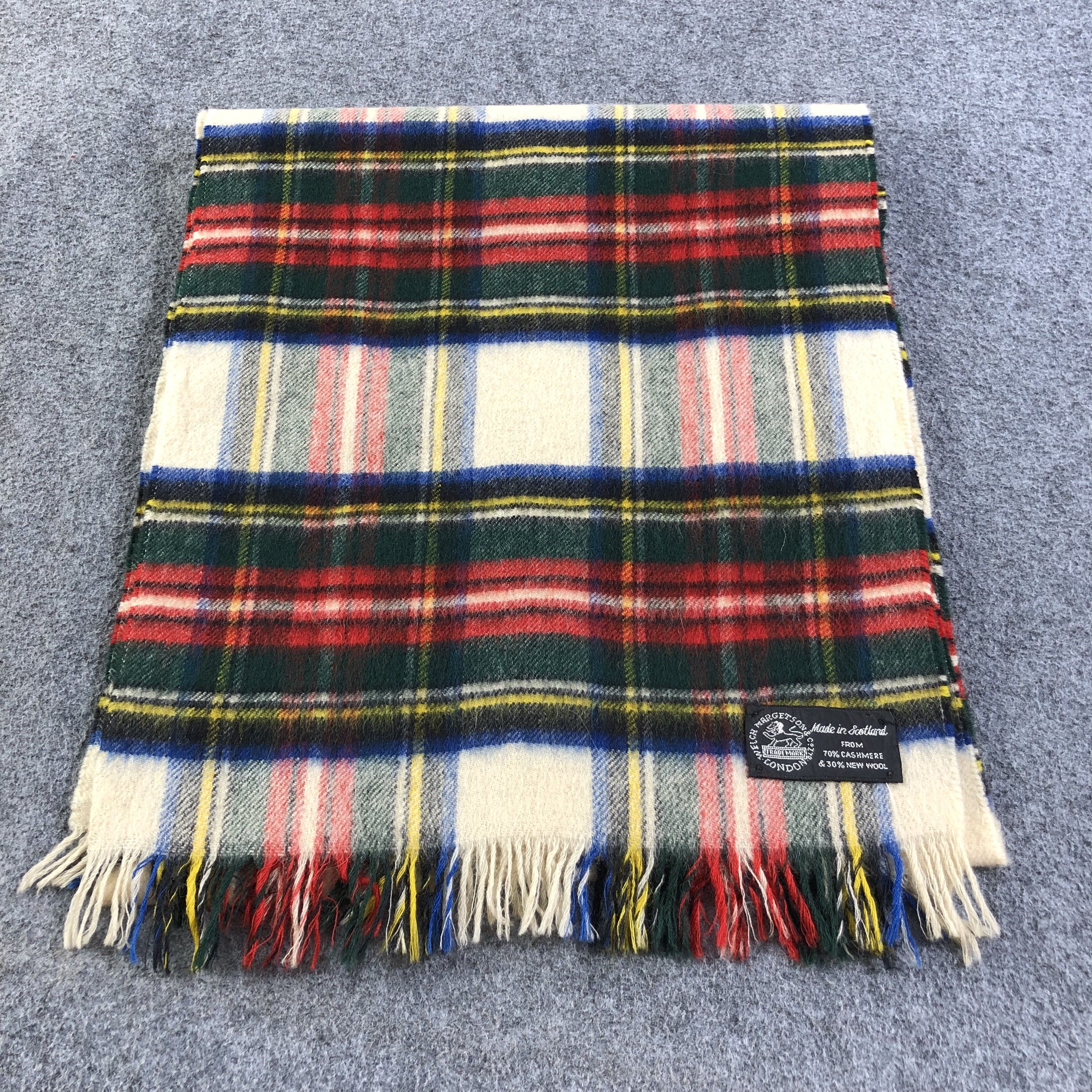Vintage Welch Margetson Tartan Cashmere Scarf Muffler V1198 Size ONE SIZE - 2 Thumbnail