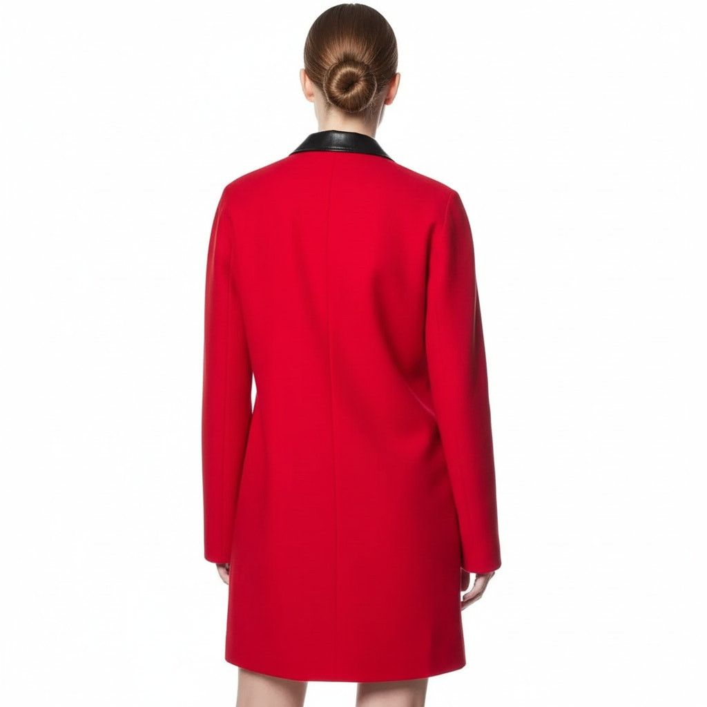 Michael Kors Michael Kors Red Leather Trim Embellishment Peacoat XS /US2 Size XS / US 0-2 / IT 36-38 - 5 Thumbnail