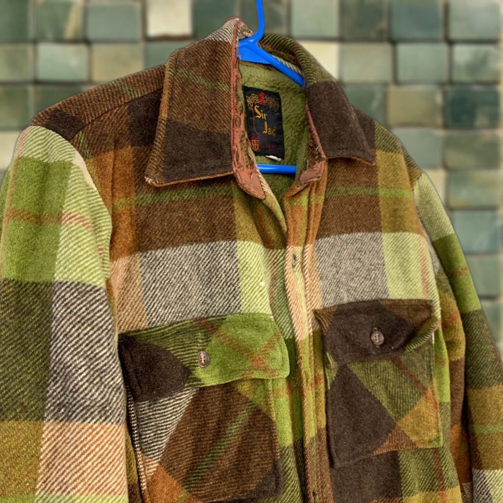 Vintage VINTAGE Sir Jac Plaid Sherpa Fleece Lined Shirt Shacket Mens Small Green 1960s Wool Blend 60s Vintage Shacket Sir Jac Shirt Mens Small Green 60s Size US S / EU 44-46 / 1 - 1 Thumbnail