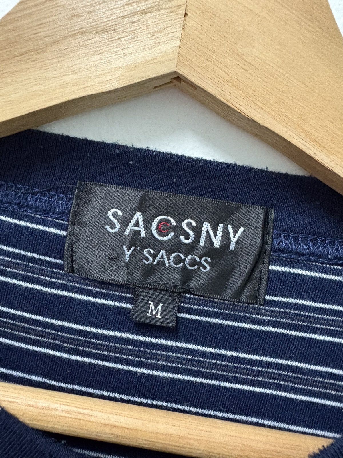 Japanese Brand × Y's × Yohji Yamamoto 2000's Sacsny Y'saccs Button Stripe Navy T-Shirt Size US M / EU 48-50 / 2 - 9 Thumbnail