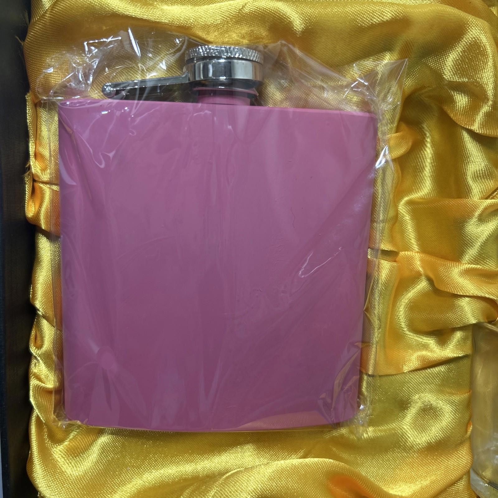 Designer PINK FLASK SET & 2 Glass Shot Glasses And Corkscrew GIFT BOX Size ONE SIZE - 4 Thumbnail