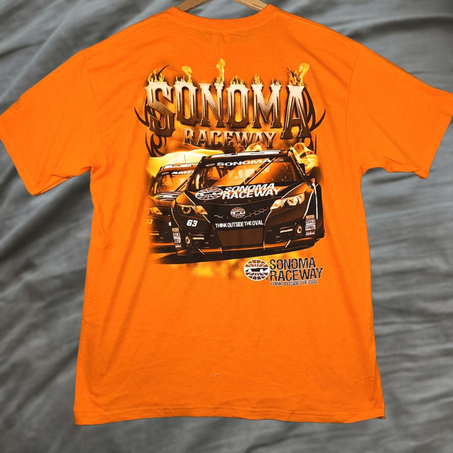 Anvil Sonoma Raceway Shirt Mens XL Orange Race Cars Graphic Tee Anvil Flames Size US XL / EU 56 / 4 - 1 Thumbnail