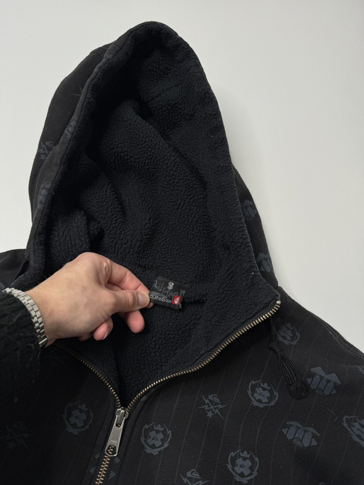 Vintage Vintage quiksilver sherpa hoodie swag y2k skater sk8 drip Size US S / EU 44-46 / 1 - 6 Thumbnail
