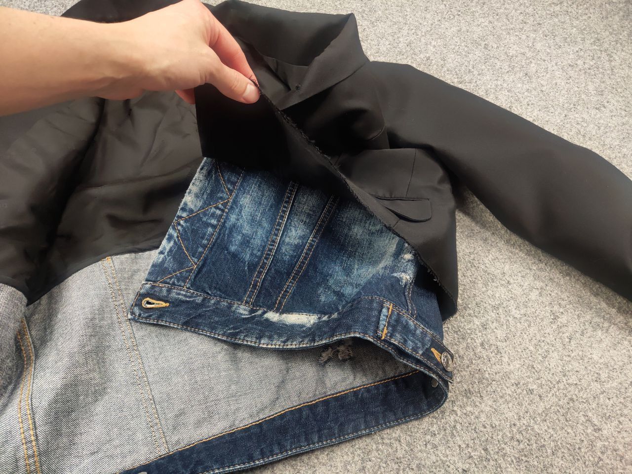 Dsquared2 Rare Dsquared2 AW17 Layered Blazer Distressed Denim Jacket Size US M / EU 48-50 / 2 - 15 Thumbnail