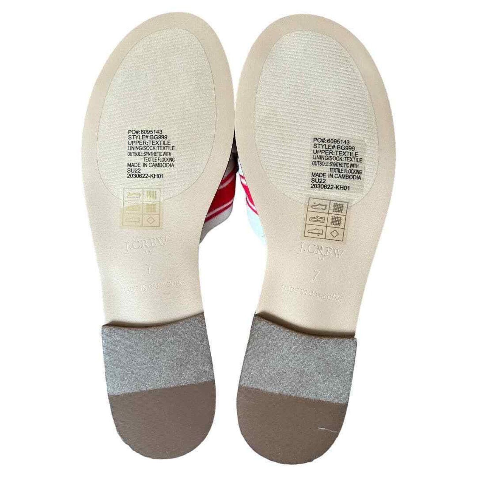 J.Crew J.CREW Red/ Ivory Stripe Print Knot Slide Sandals, US7 Size US 7 / IT 37 - 4 Thumbnail