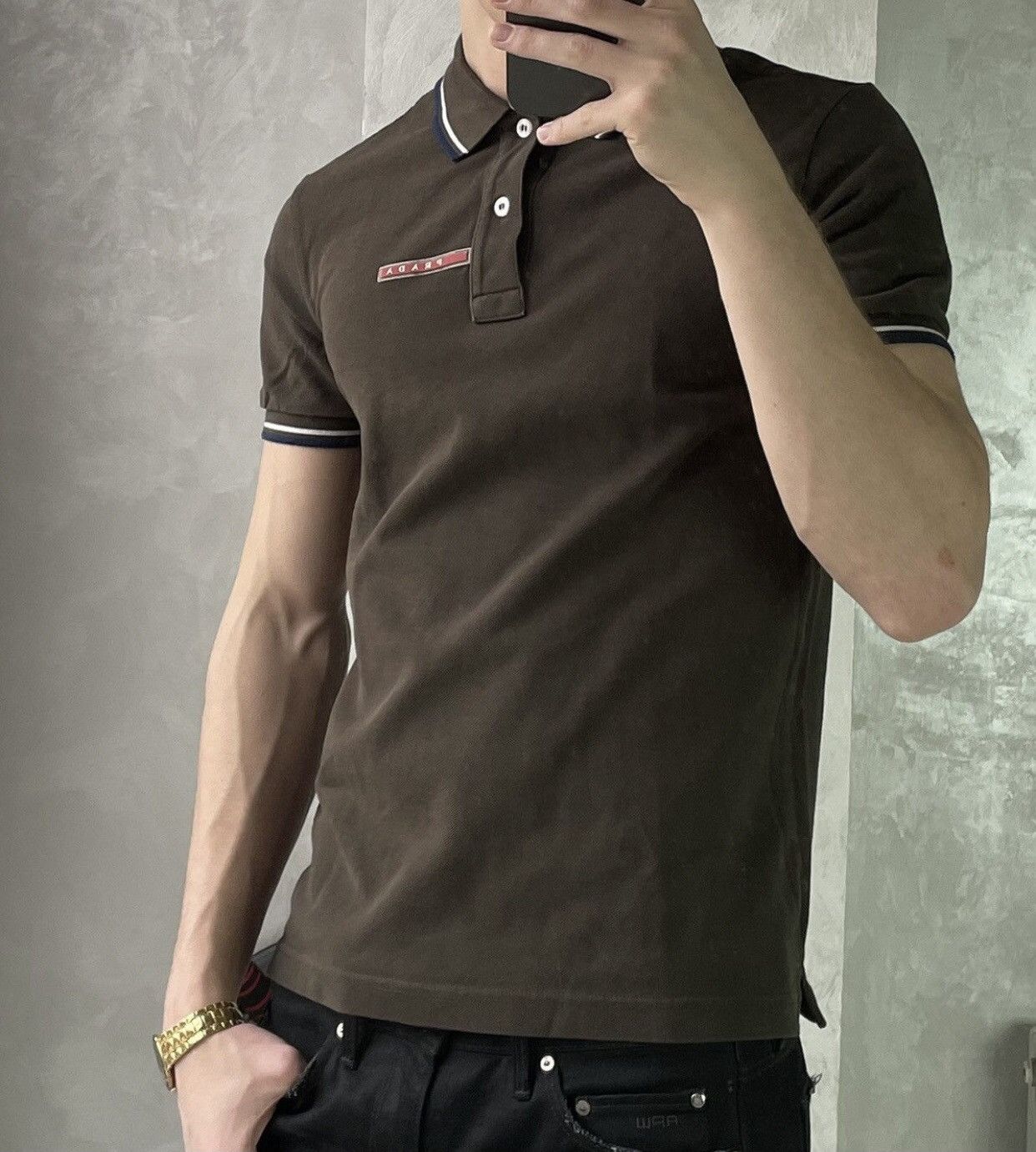 Prada Prada Red Tab brown polo shirt Size US S / EU 44-46 / 1 - 2 Thumbnail