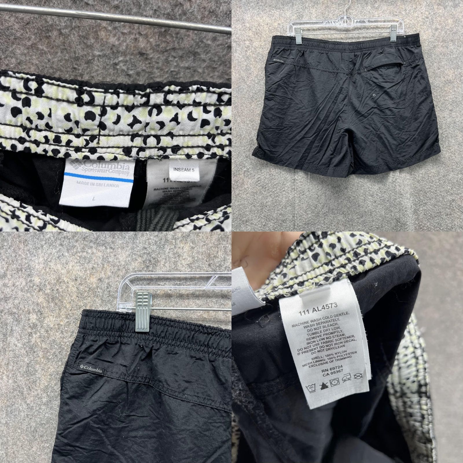 Vintage Columbia Shorts Women Large UPF Black Sandy River Elastic Waist Swim Trunks Size 36" / US 14 / IT 50 - 8 Thumbnail