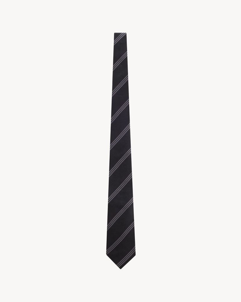 Saint Laurent Paris o1s1wg110126 811398 Size: L / Wide Tie in Striped Silk Size ONE SIZE - 1 Thumbnail