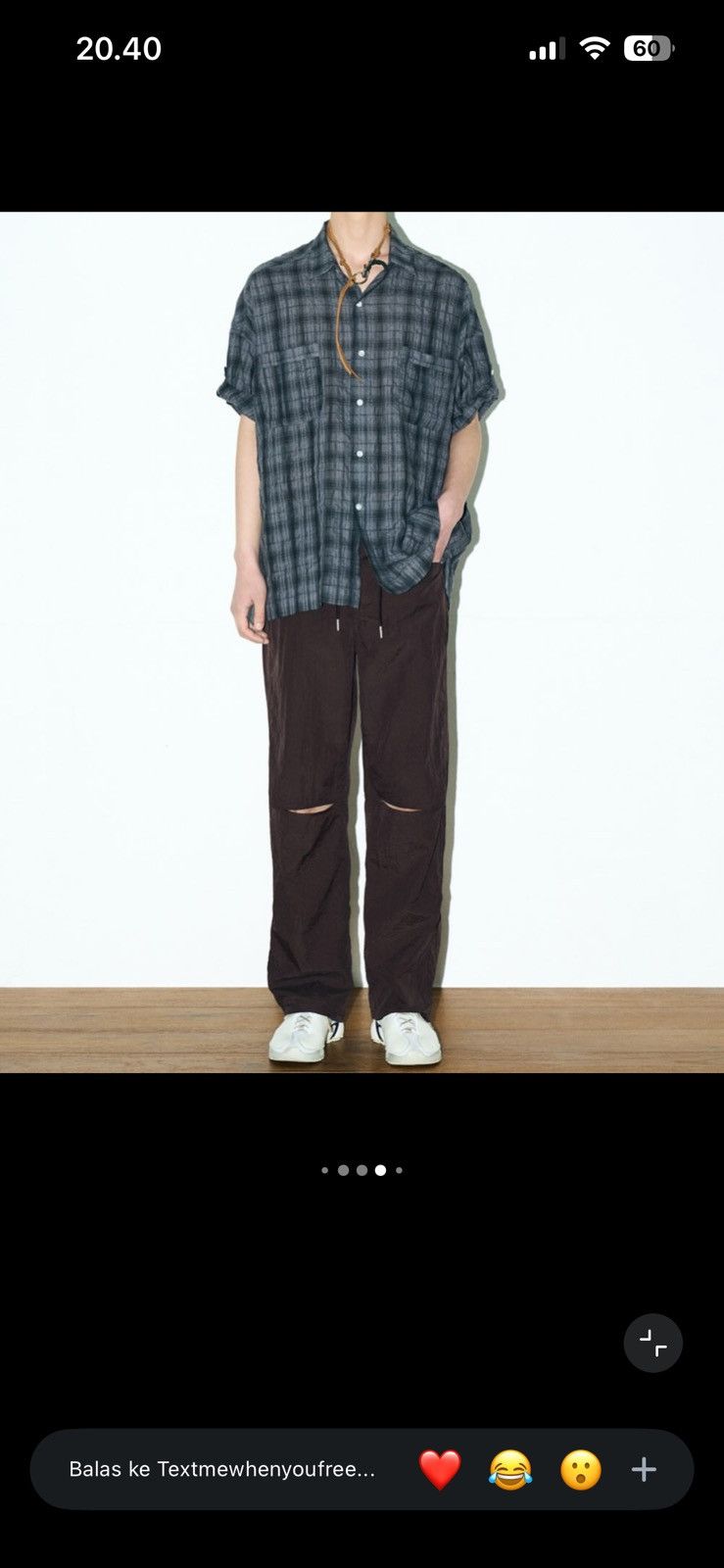 Beams Plus Partimento Wrinkle Check Boxy Roll-Up Half Shirt Dark Navy Size US XL / EU 56 / 4 - 10 Thumbnail