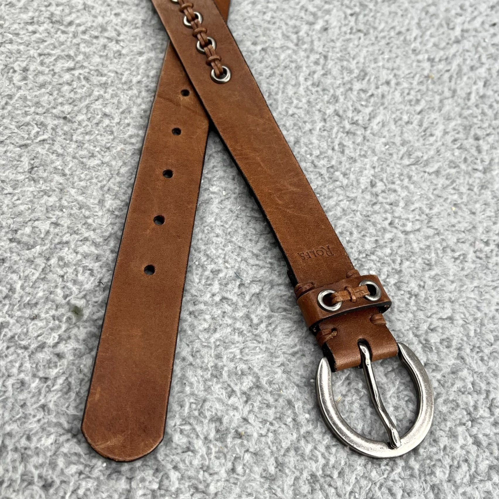 Vintage Rolfs Leather Belt Womens Large Brown Silver Buckle Boho Western Weaving - Dress Belt, Regular Size, Brown Leather Belt, Women's Belt, Rolfs Size ONE SIZE - 5 Thumbnail