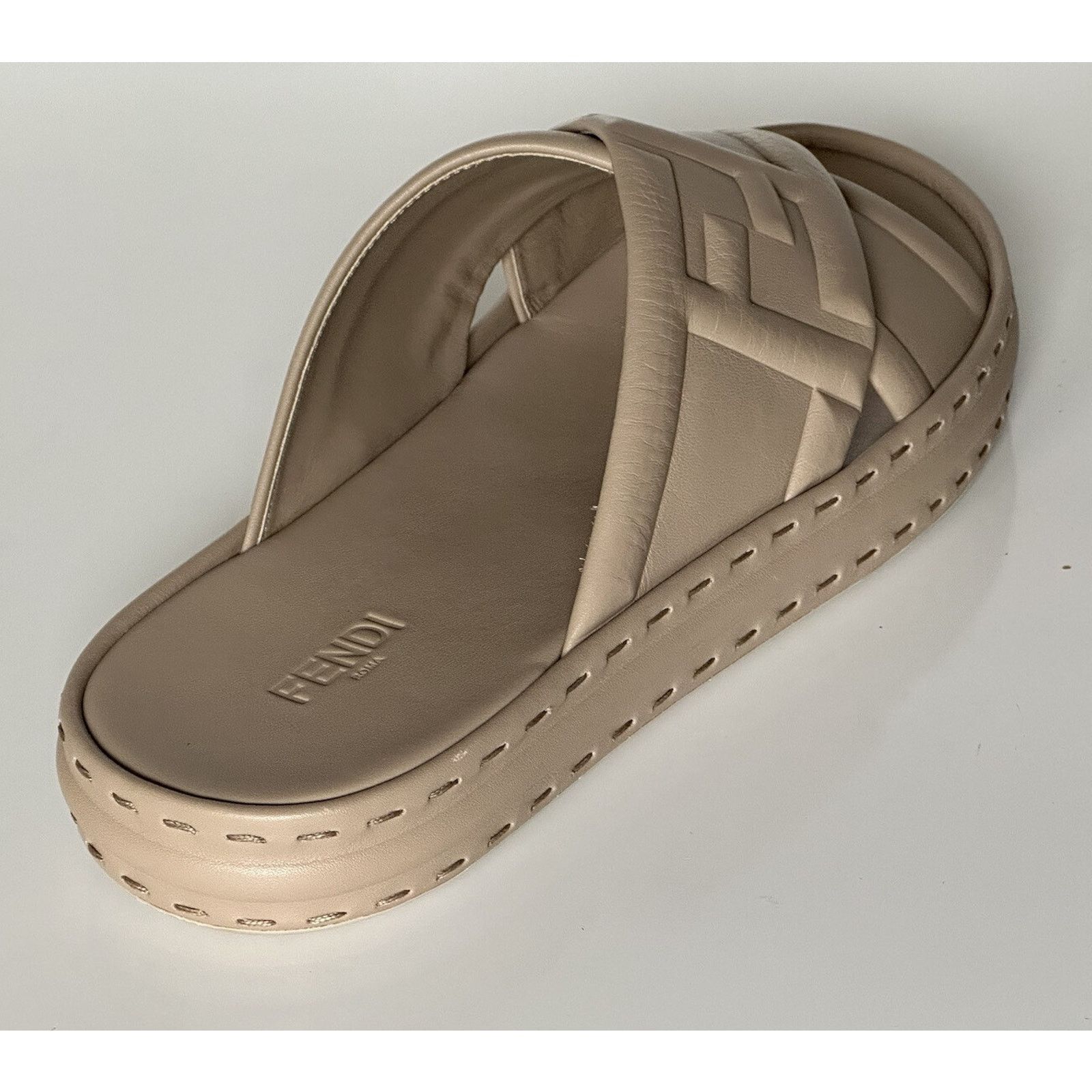 Fendi Men's FF Calf Leather Sandals Beige 9 US/8 UK 7X1501