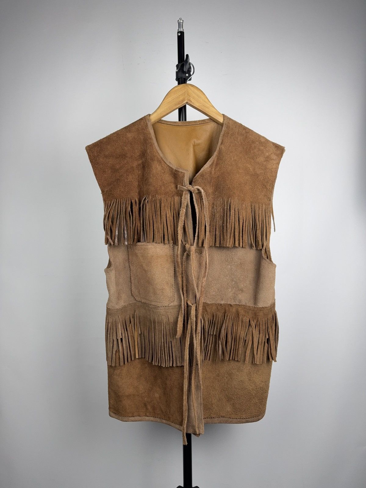 Genuine Leather Vintage Cowboy USA Suede Fringe Vest Western Boho Leather Size US M / EU 48-50 / 2 - 1 Thumbnail