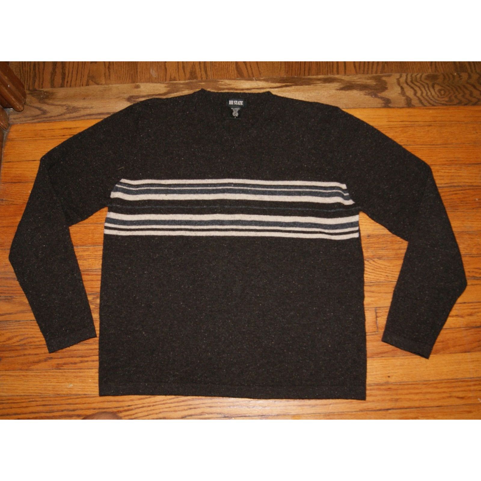 Vintage VTG 111 State Mens Large Brown Vneck Sweater Wool Blend Size US L / EU 52-54 / 3 - 1 Thumbnail