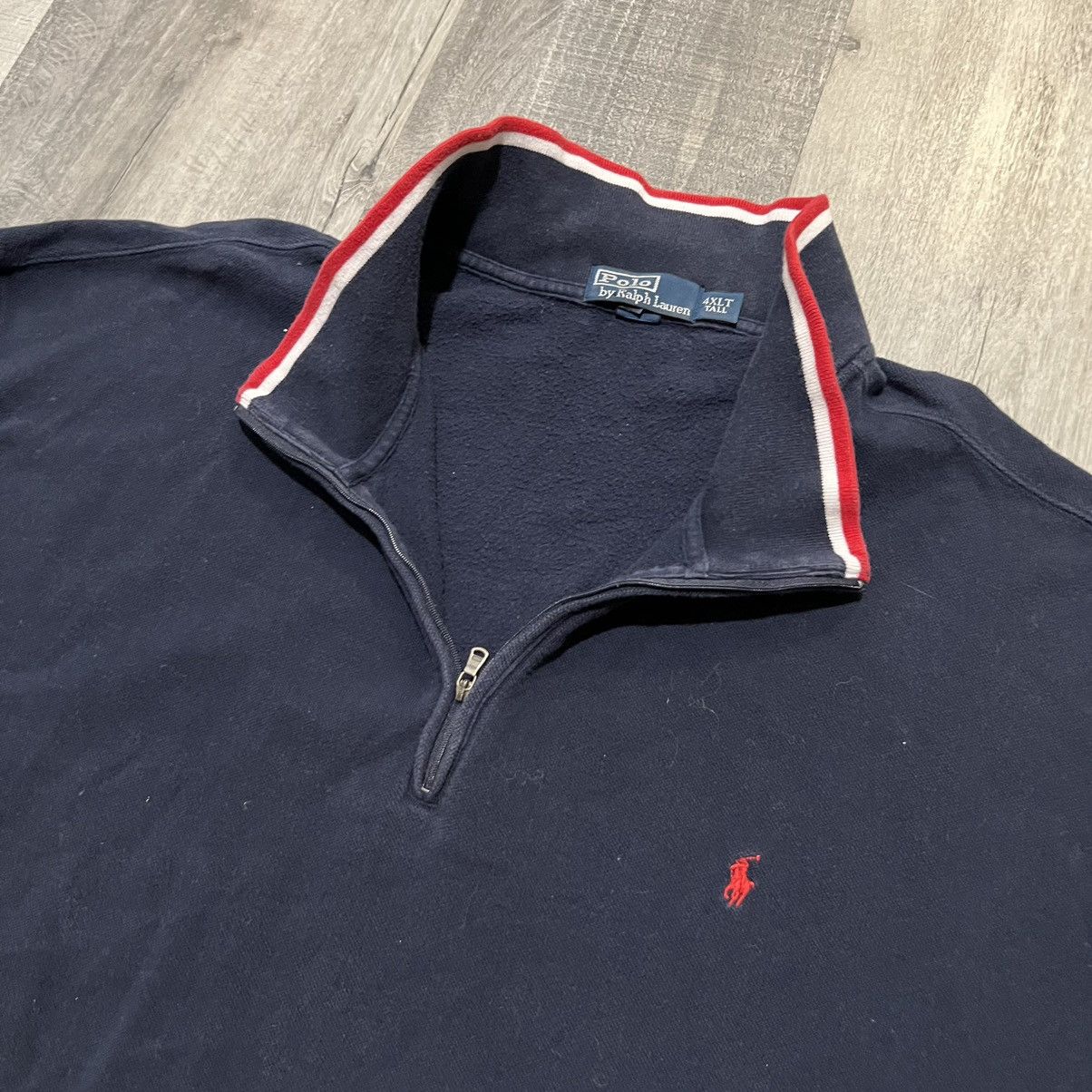 Polo Ralph Lauren × Vintage VTG Polo Ralph Lauren Sweater 4XLT 1/4 Zip Navy Pullover Size US XXL / EU 58 / 5 - 2 Thumbnail