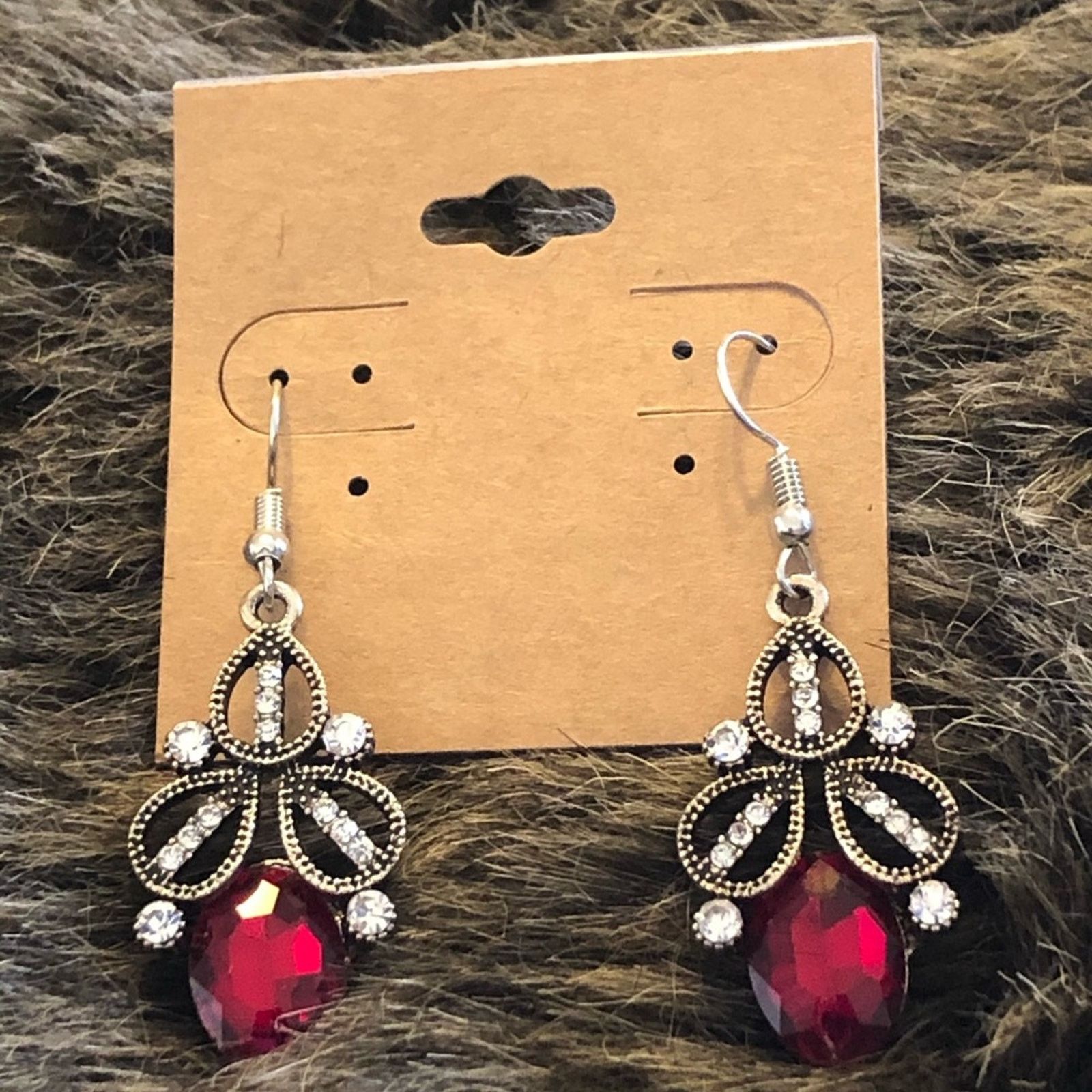 Jewelry Victorian Style Ruby Red Rhinestone Drop Earrings, Women's