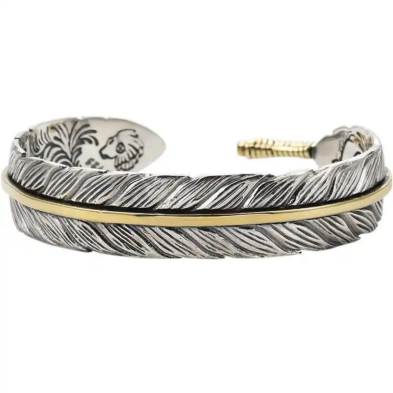 Jewelry × Vintage Creative Silver Plated Feather Wings Cuff Bracelet Size ONE SIZE - 5 Thumbnail