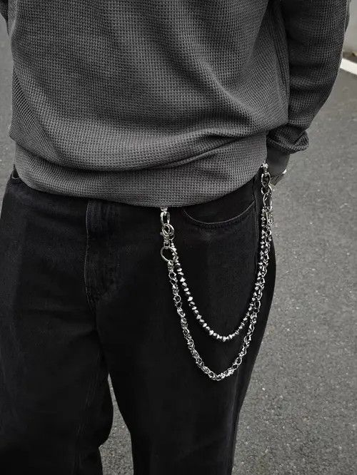 Jewelry Silver Double Chain Wallet Accessory, Men's Chain Size ONE SIZE - 3 Thumbnail