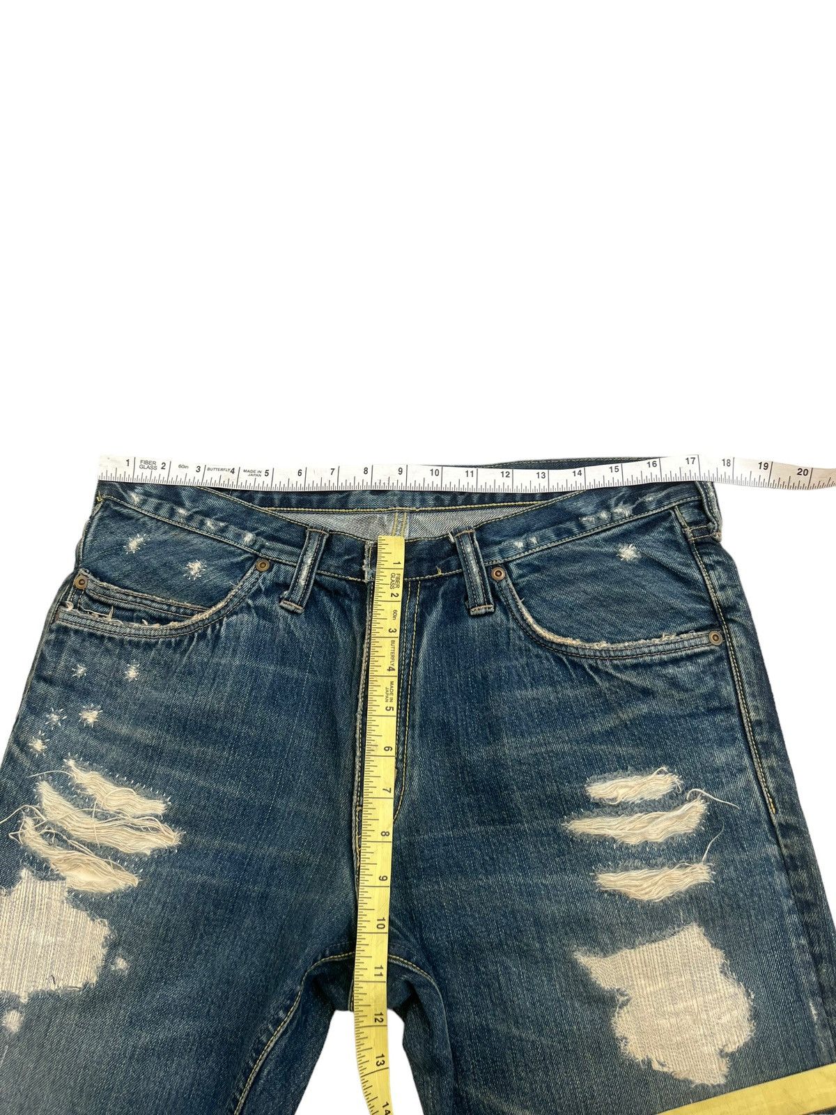 Blue Blue Japan Vintage Blue Blue Japan Distress Zigzag Denim Flare Jeans Size US 33 - 3 Thumbnail