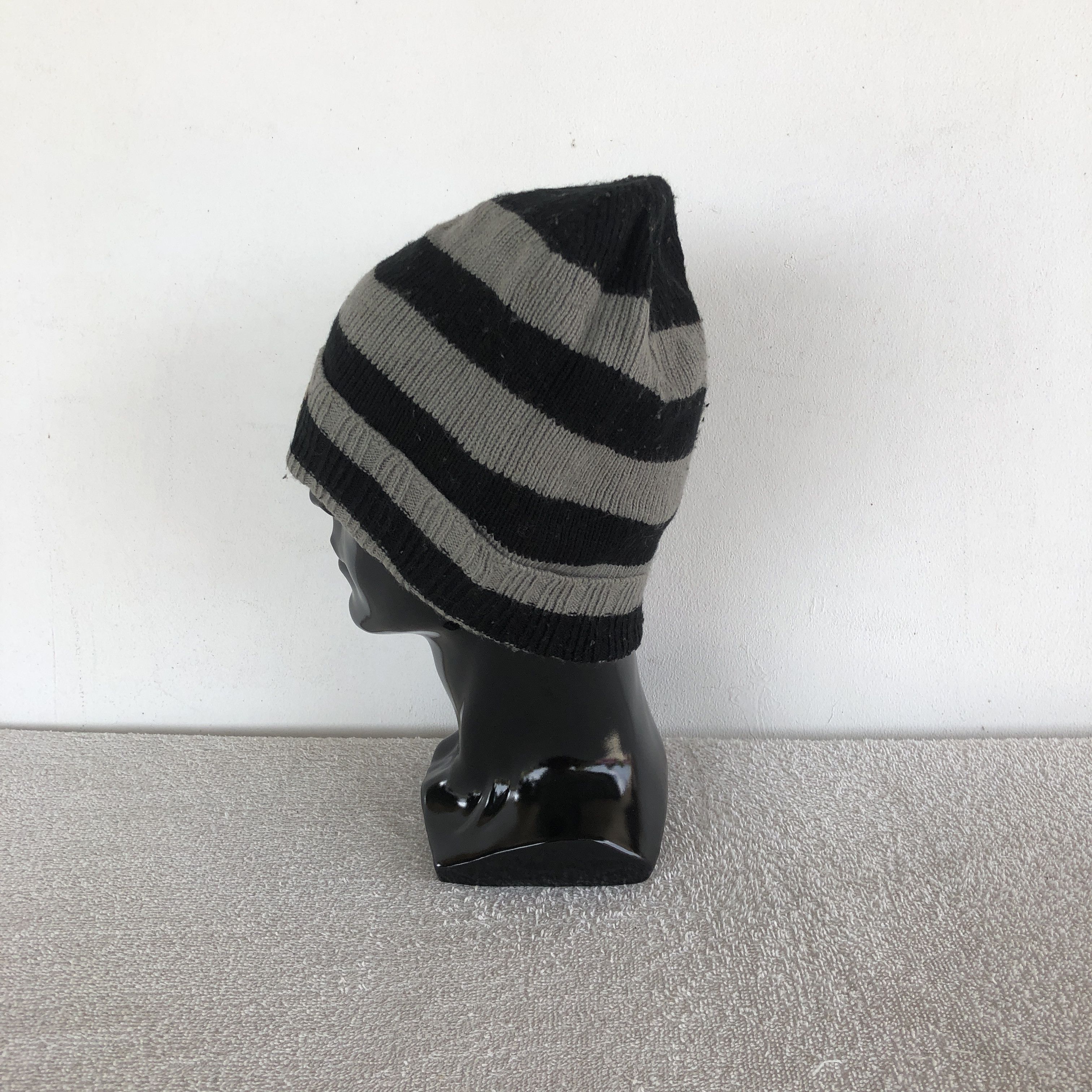 Japanese Brand × Vintage Vintage Y2K 56 Letterman Striped Beanie Snow Caps Hats Size ONE SIZE - 4 Thumbnail