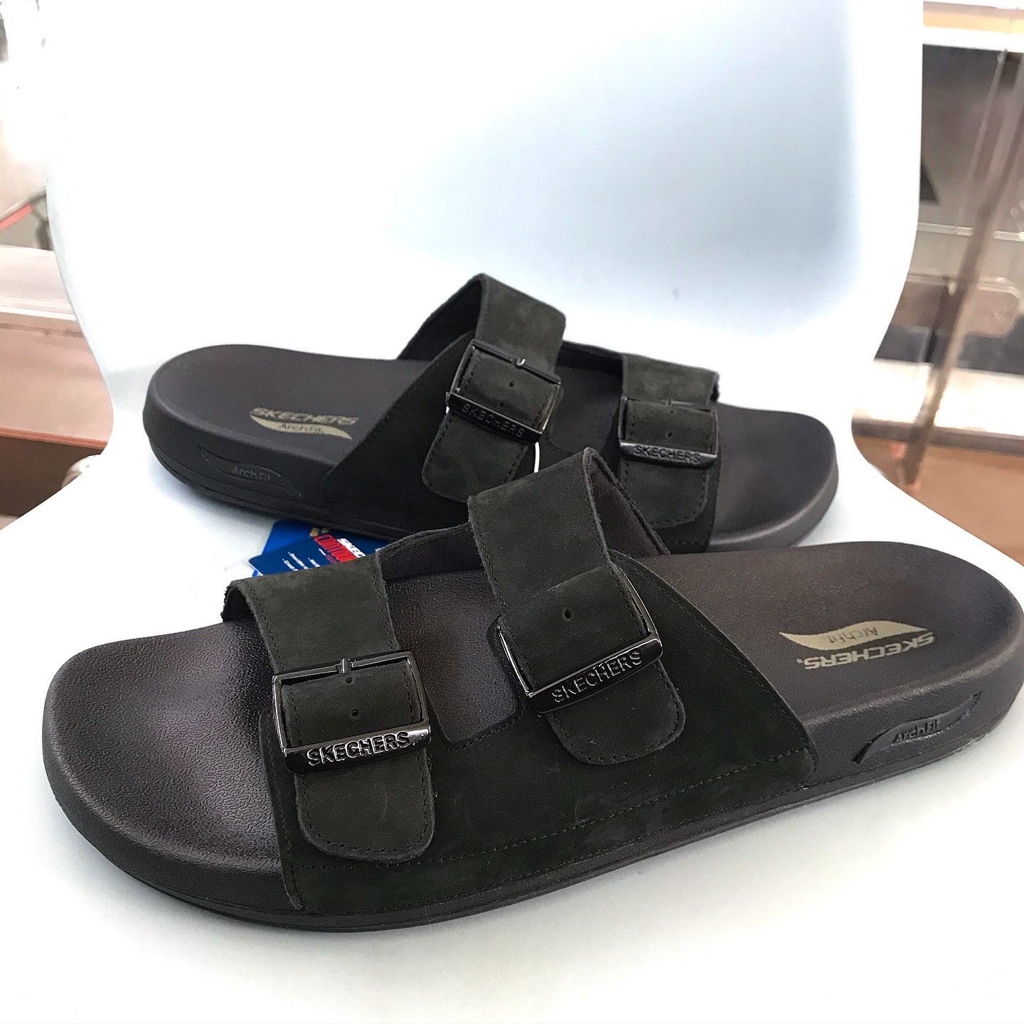 SKECHERS Skechers archfit sandals slipper black Suede arizona 2 Size US 11.5 / EU 44-45 - 1 Thumbnail
