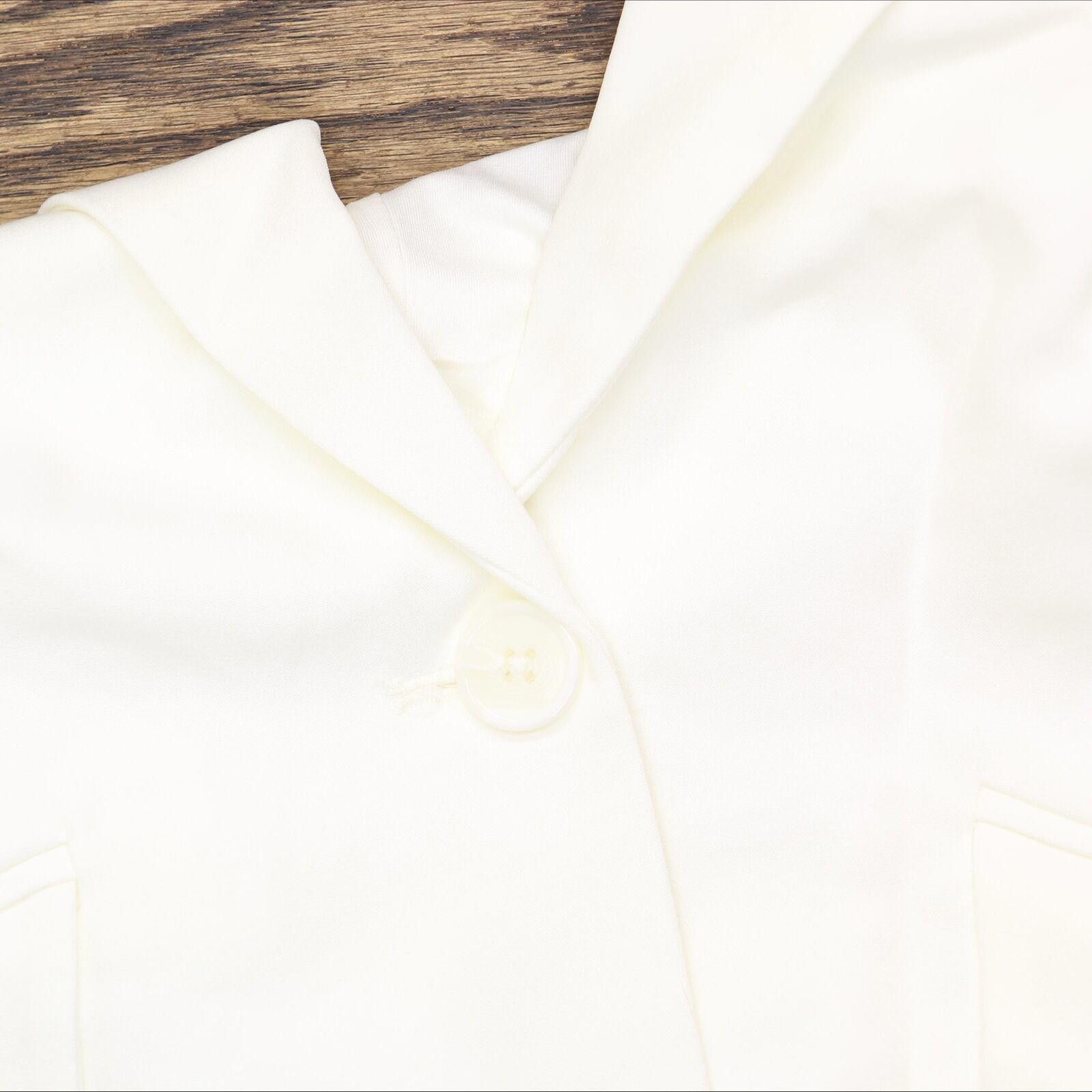 Designer DG2 by Diane Gilman 1-Button Gabardine Blazer Jacket Ivory S Size S / US 4 / IT 40 - 4 Thumbnail