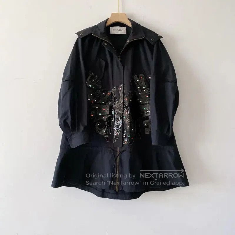Valentino Valentino Black Cotton Mid-Length Women's Trench Coat . Size M / US 6-8 / IT 42-44 - 1 Thumbnail