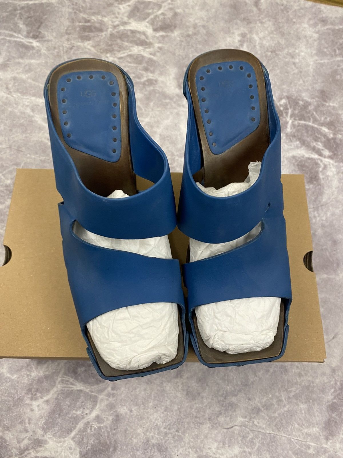 Eckhaus Latta Ugg x Eckhaus Latta Wooden Platform Clogs Blue Leather Upper Size US 10 / IT 40 - 2 Thumbnail