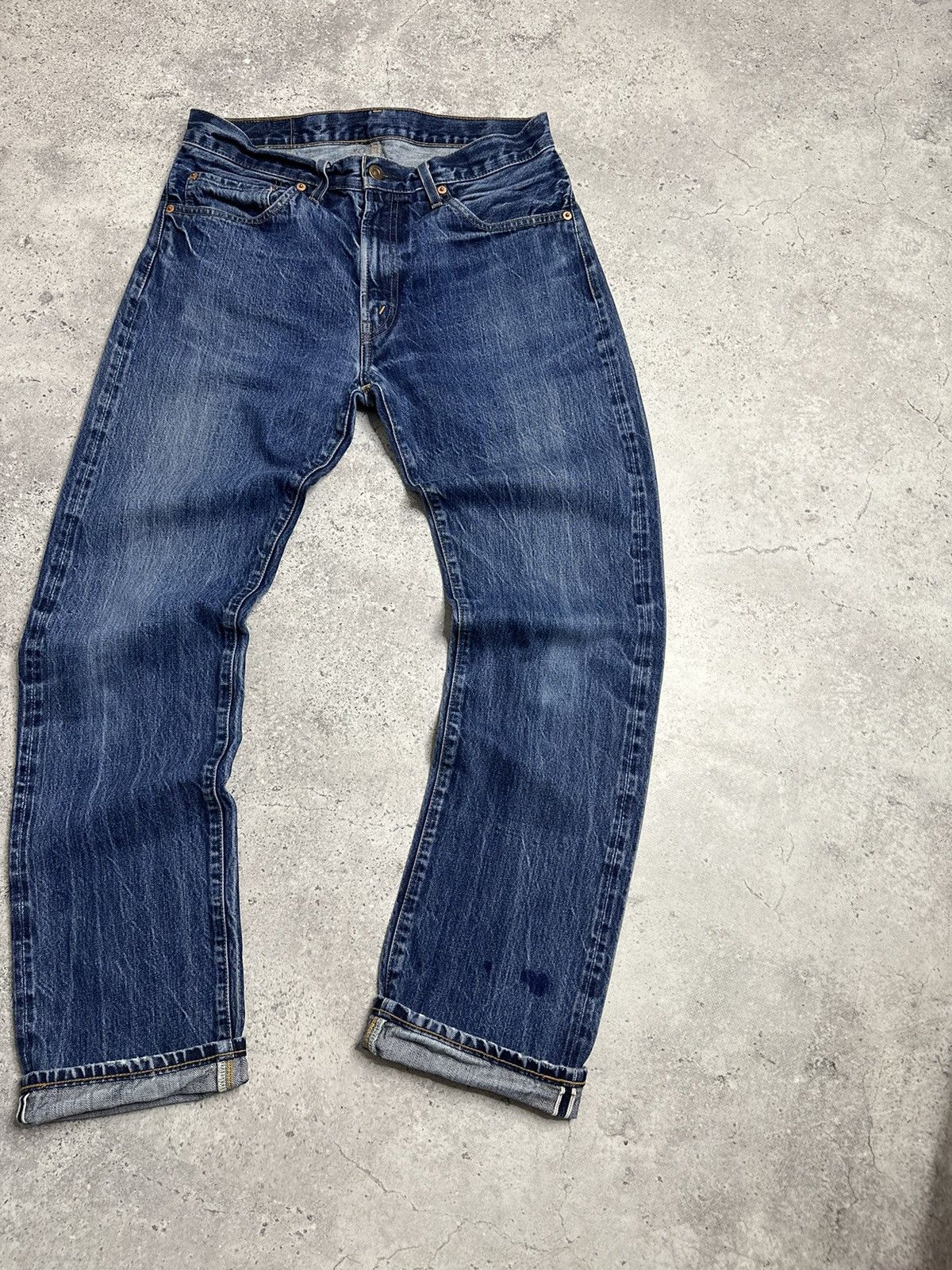 Levi's Levi’s 505 0217 Big E Denim Blue Distressed Selvedge Pants Size US 33 - 12 Thumbnail