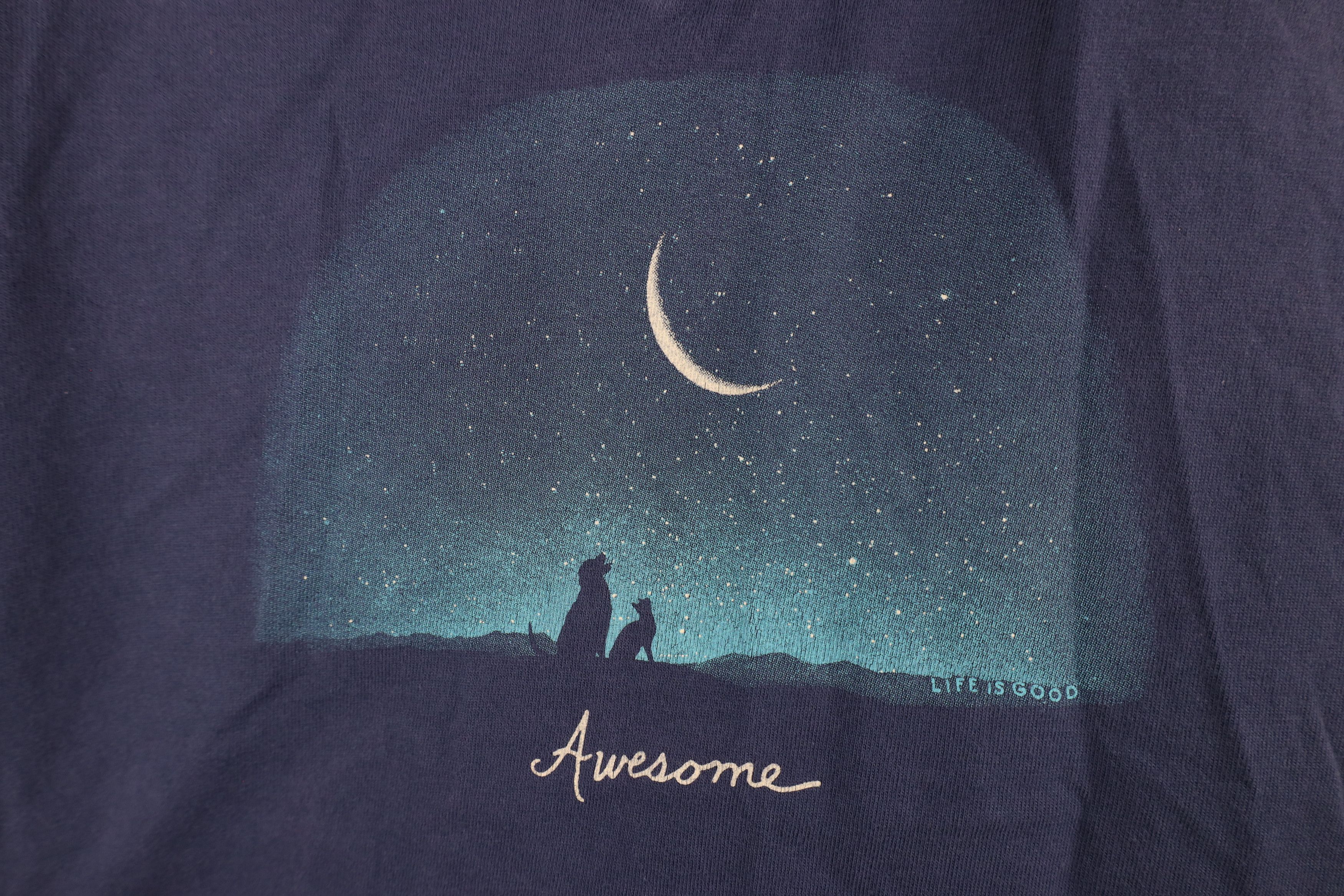 Life is Good × Vintage Life Is Good Spell Awesome Moon Dog Cat Long Sleeve T-Shirt Size M / US 6-8 / IT 42-44 - 5 Thumbnail