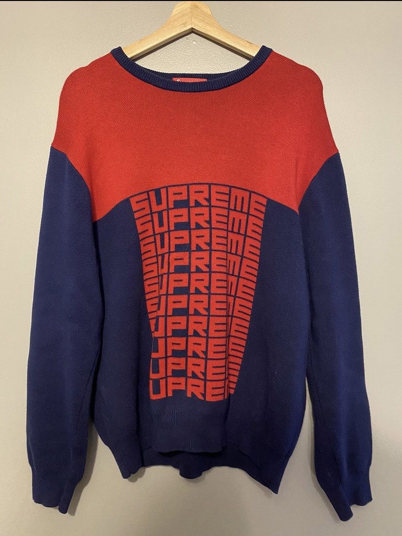 Supreme Logo Repeat Sweater | Grailed