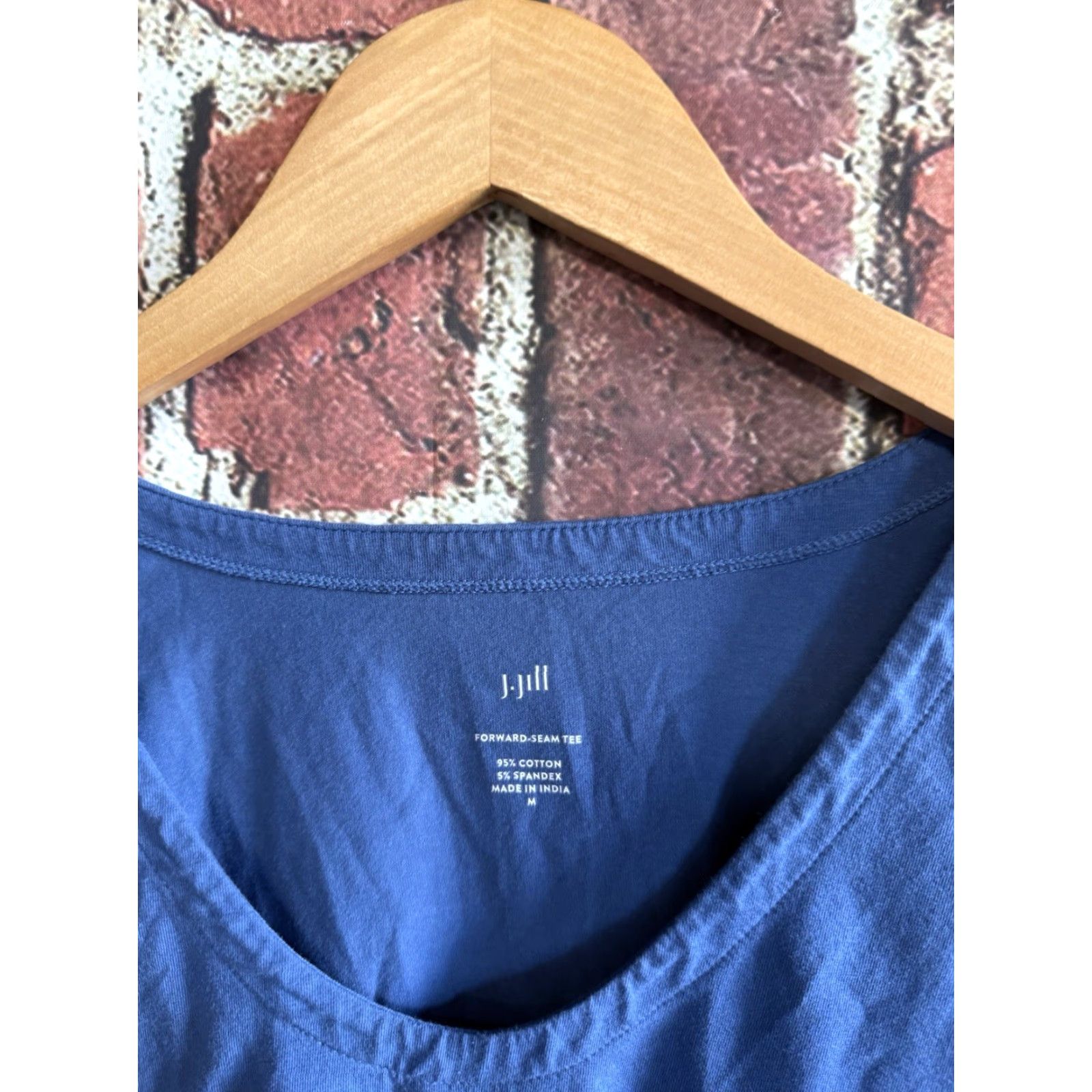 J. Jill J. Jill Womens T-Shirt Blue Forward Seam Long Sleeve Round Neck Size M Size M / US 6-8 / IT 42-44 - 3 Thumbnail
